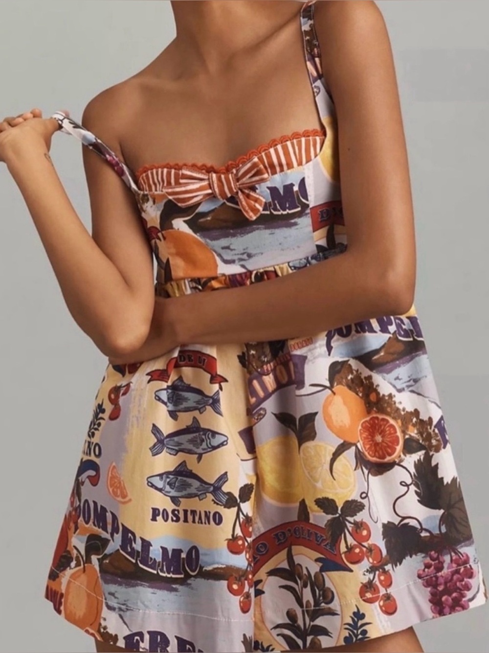 Viral House of Harlow 1960 Layered Bustier Fruit Sardine Romper M NWT